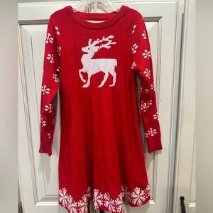 Red Reindeer Christmas Sweater Dress